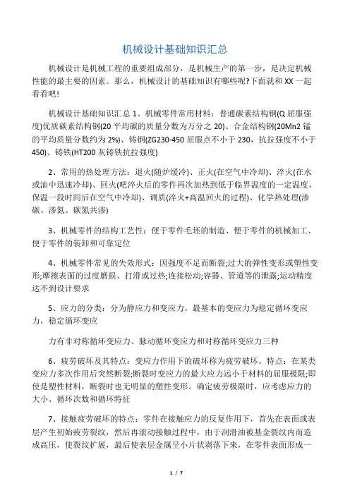 机械设计基础知识汇总