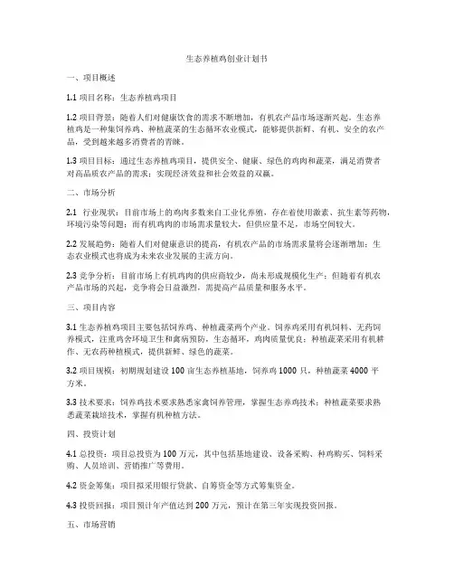 生态养植鸡创业计划书