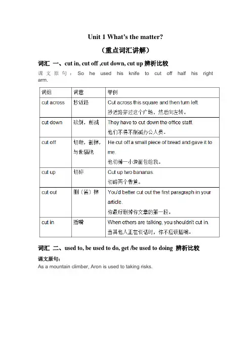 人教八 下 Unit1 重点词汇讲解