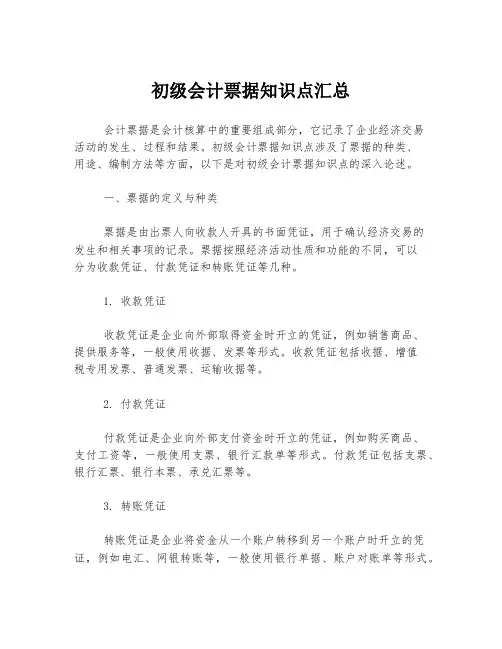 初级会计票据知识点汇总