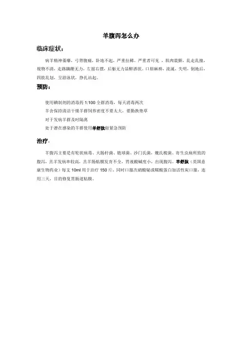 羊腹泻怎么办