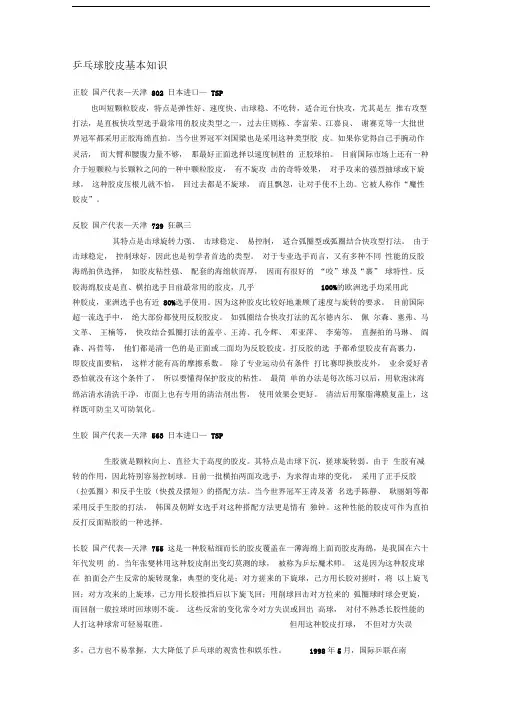 乒乓球胶皮基本知识