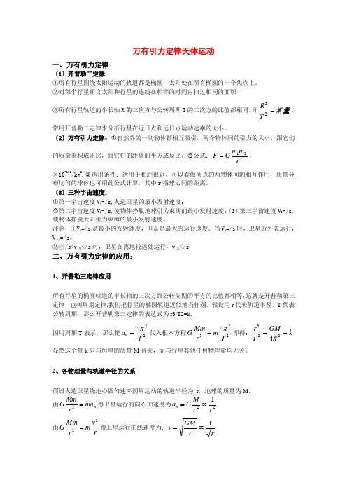 (高中物理)万有引力定律天体运动