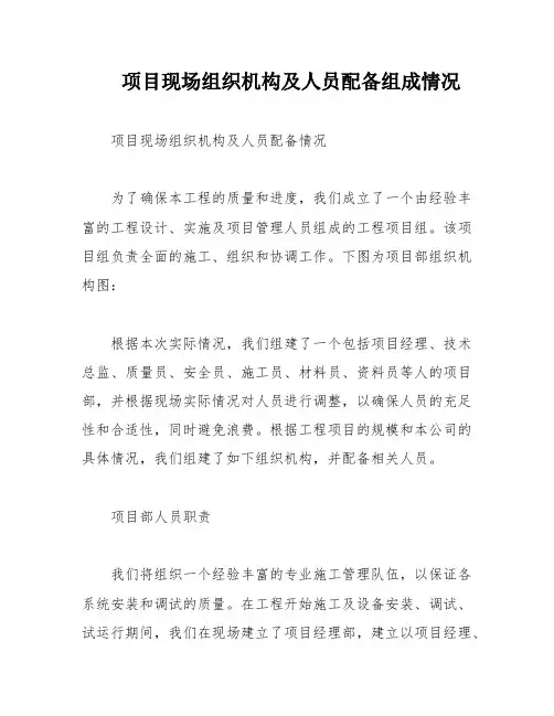 项目现场组织机构及人员配备组成情况