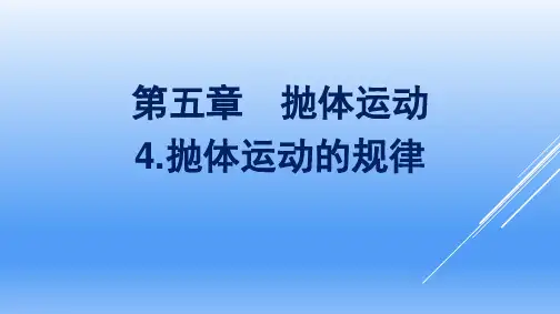 最新人教版高中物理必修第二册第五章抛体运动4.抛体运动的规律
