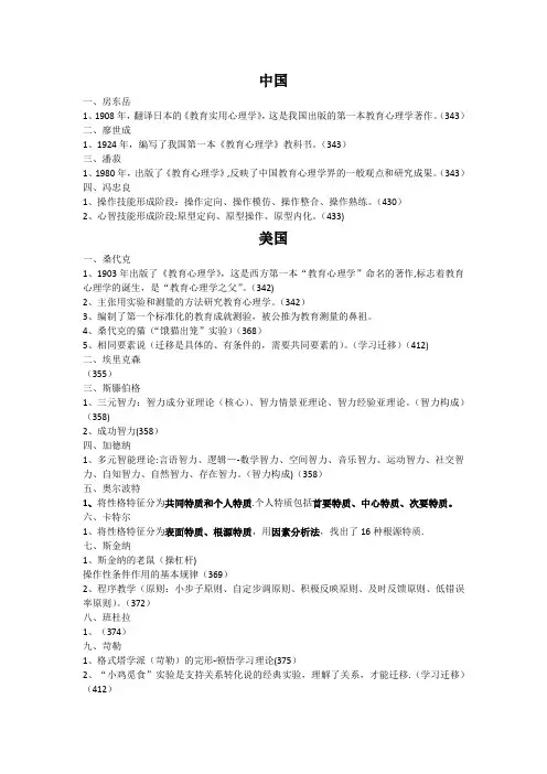 教师编—教育心理学—人物观点
