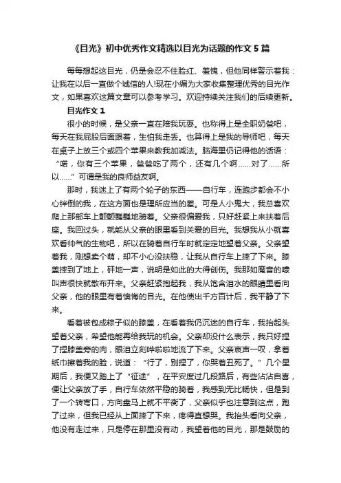 《目光》初中优秀作文精选以目光为话题的作文5篇