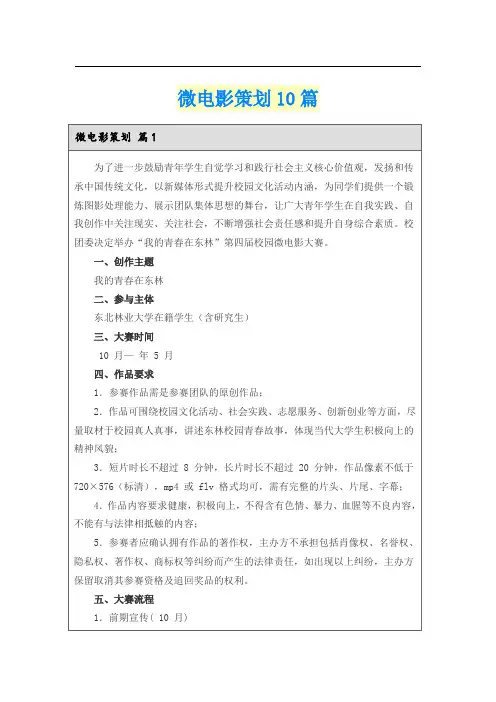 微电影策划10篇
