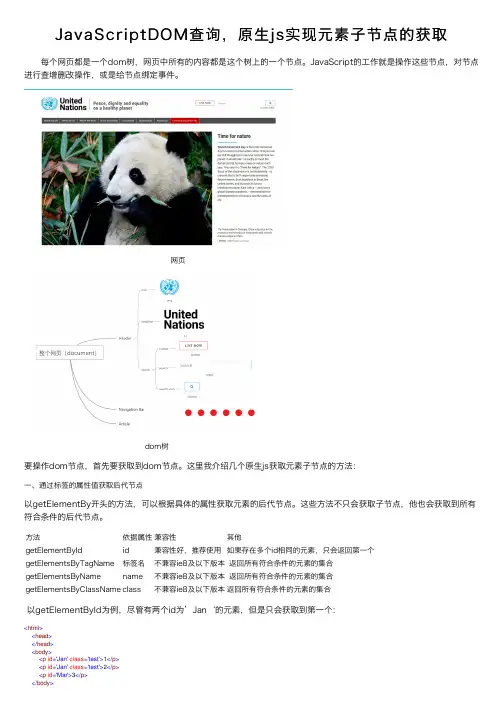 JavaScriptDOM查询，原生js实现元素子节点的获取