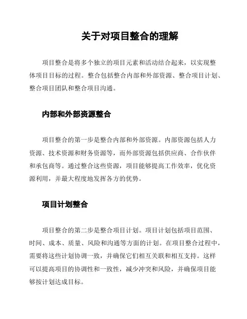 关于对项目整合的理解