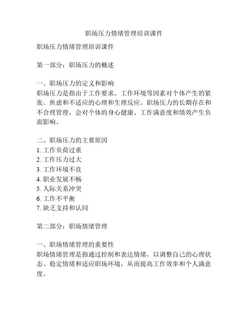 职场压力情绪管理培训课件