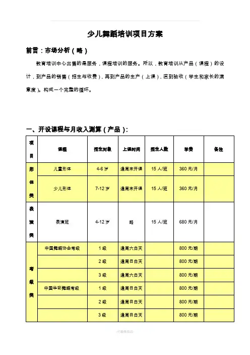 舞蹈培训中心运营方案