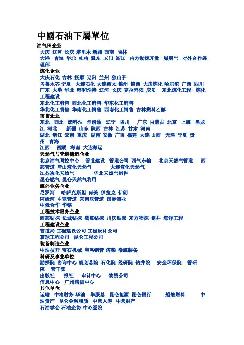 中国石油下属单位