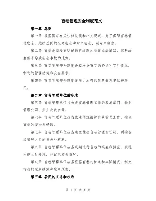 盲巷管理安全制度范文