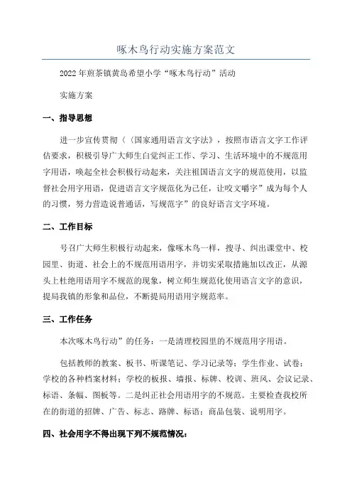啄木鸟行动实施方案范文