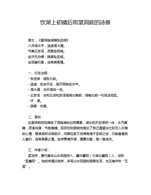 饮湖上初晴后雨望洞庭的诗意