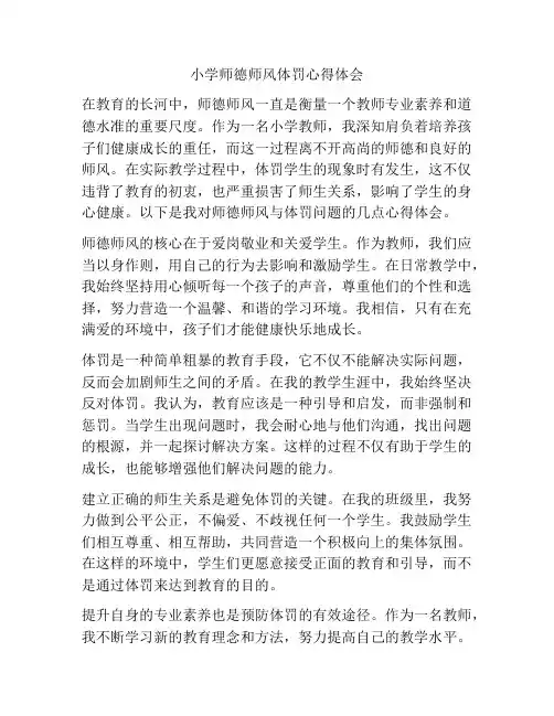 小学师德师风体罚心得体会