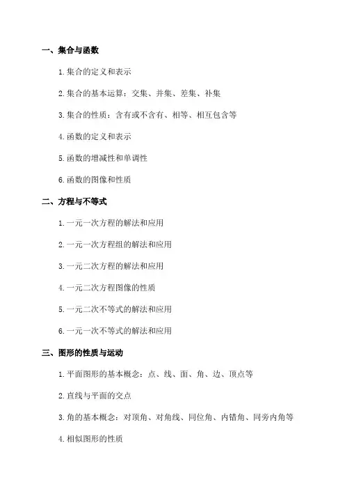 七年级下学期数学知识点归纳大全