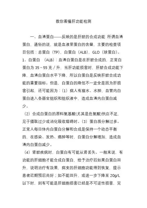 教你看懂肝功能检测