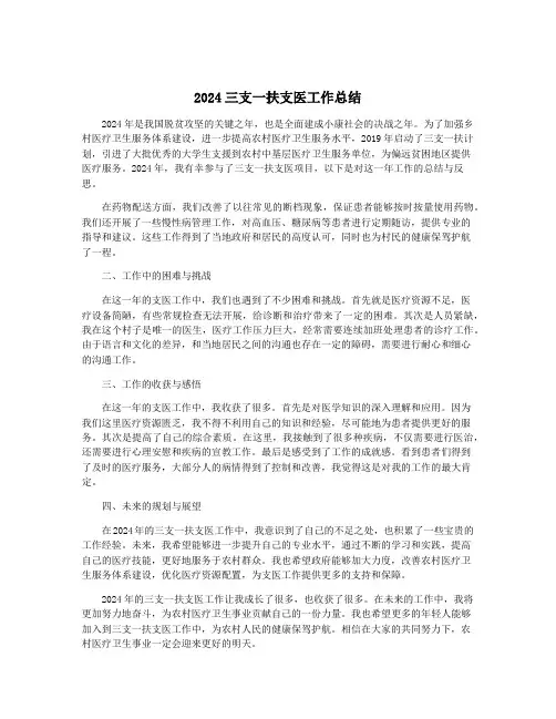 2024三支一扶支医工作总结