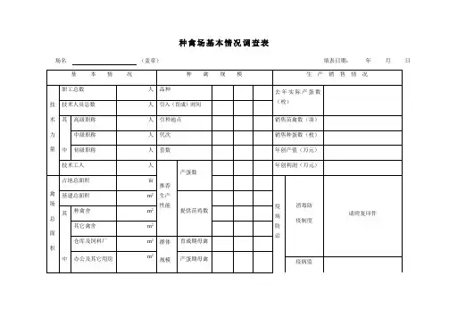 种禽场基本情况调查表