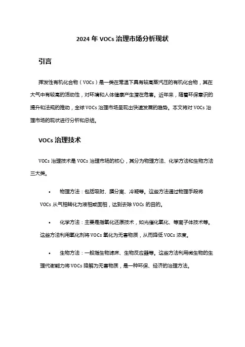 2024年VOCs治理市场分析现状