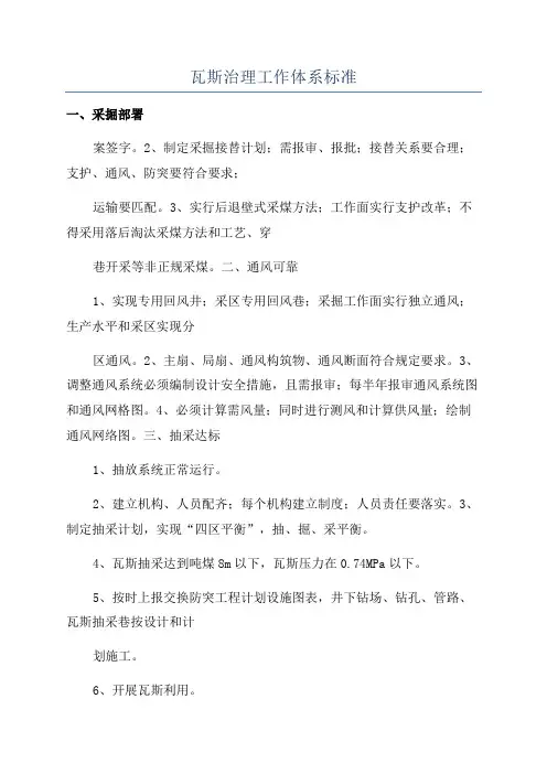 瓦斯治理工作体系标准