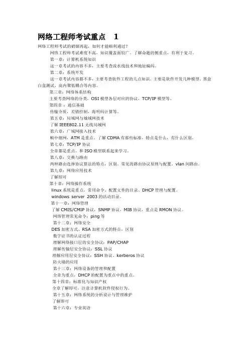 过来人看网工考试重点内容
