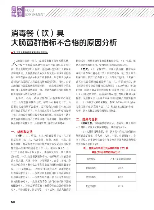 消毒餐(饮)具大肠菌群指标不合格的原因分析