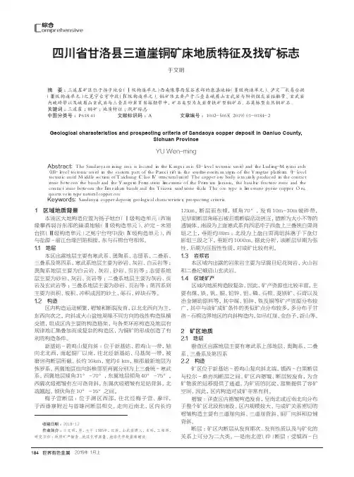 四川省甘洛县三道崖铜矿床地质特征及找矿标志