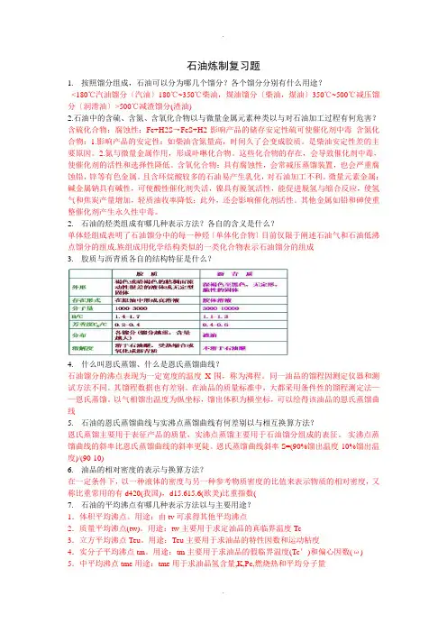石油炼制复习题-(1版)