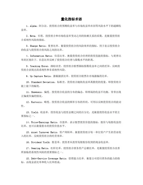 量化指标术语