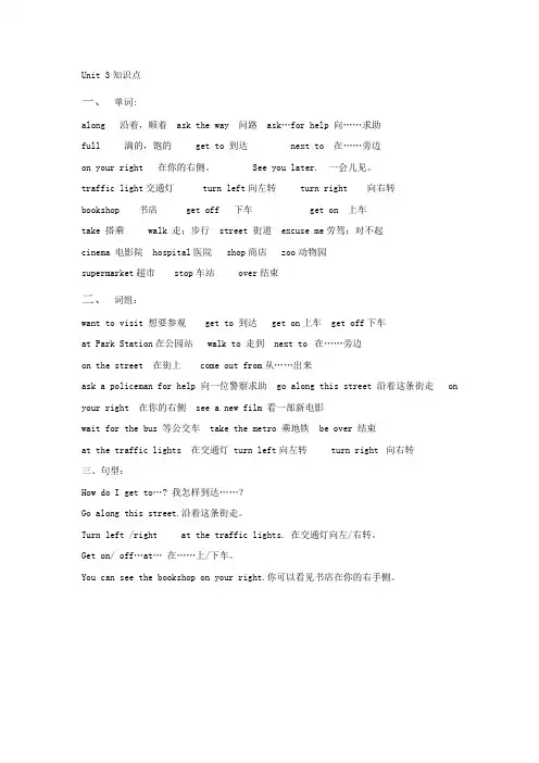 2023五年级英语下册Unit3Askingtheway知识点素材译林牛津版