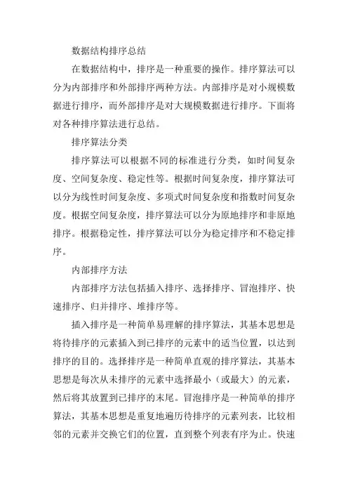 数据结构排序总结