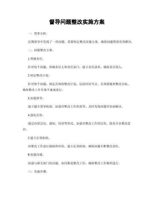 督导问题整改实施方案