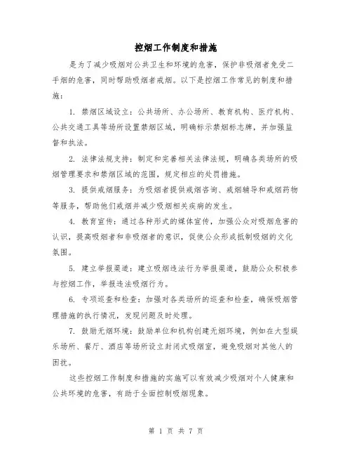 控烟工作制度和措施(四篇)