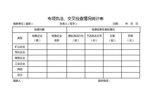 专项执法、交叉检查情况统计表
