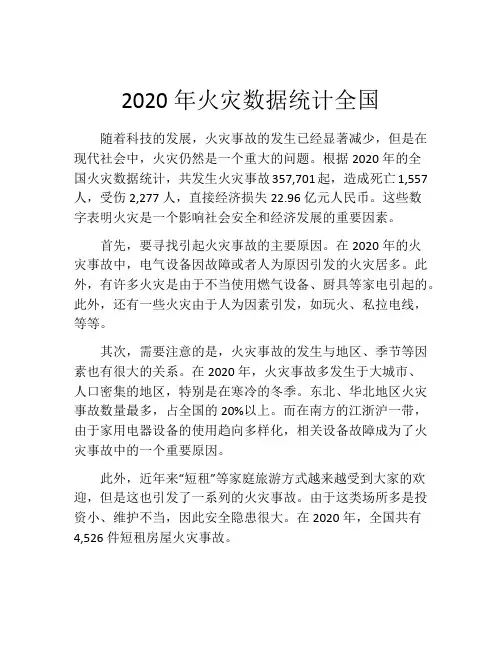 2020年火灾数据统计全国