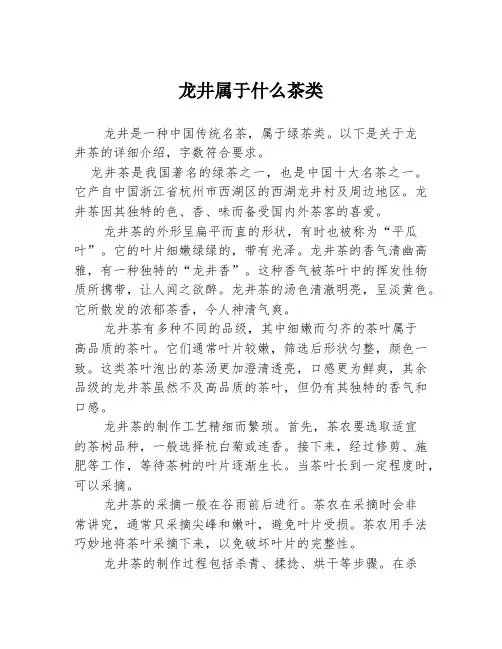 龙井属于什么茶类