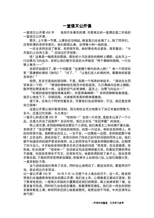一堂语文公开课_二年级作文