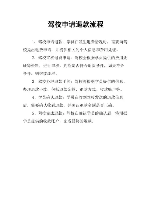 驾校申请退款流程