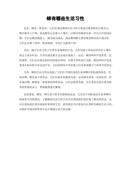 蝉有哪些生活习性