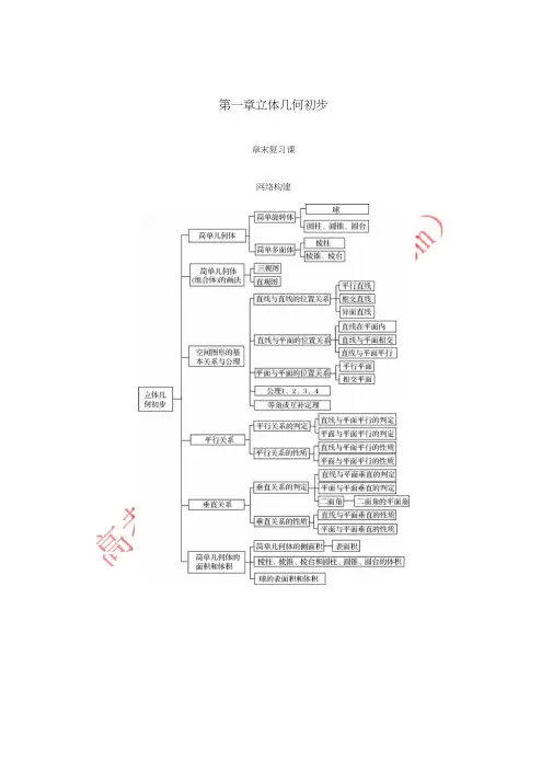 2018-2019高中数学第一章立体几何初步章末复习课学案北师大版必修2