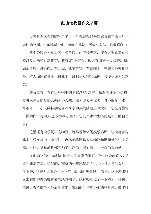 红山动物园作文7篇精选