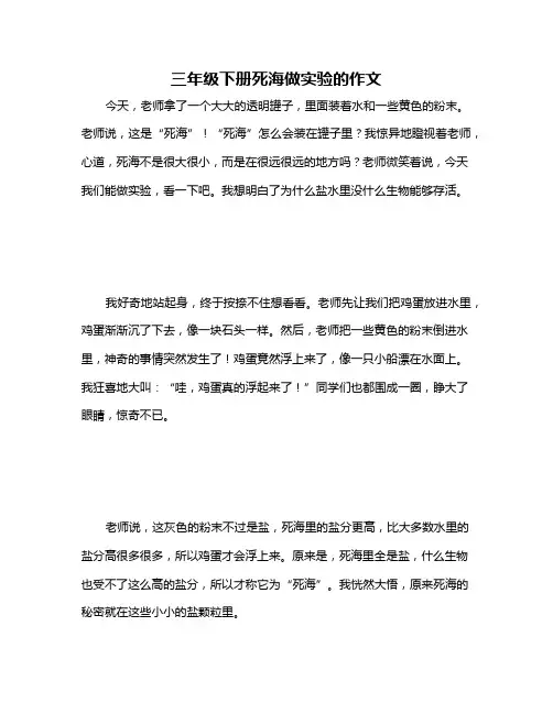 三年级下册死海做实验的作文