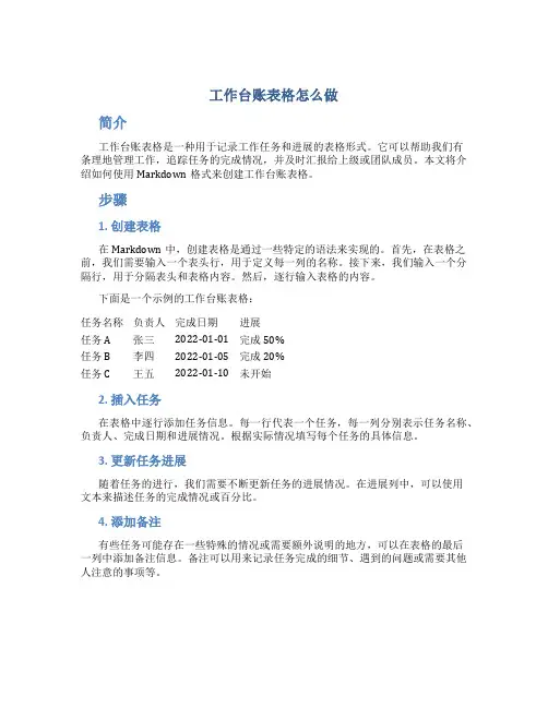 工作台账表格怎么做