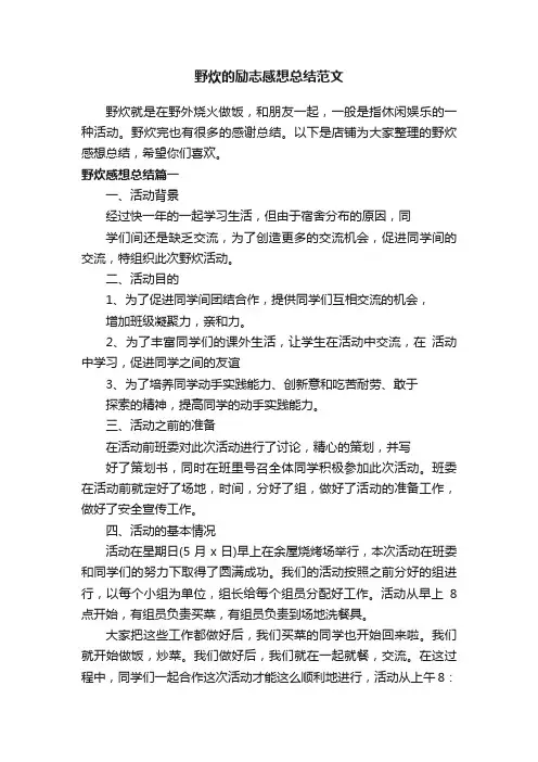 野炊的励志感想总结范文