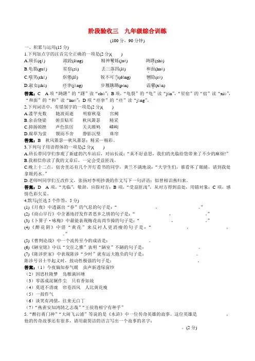 中考语文总复习基础巩固训练