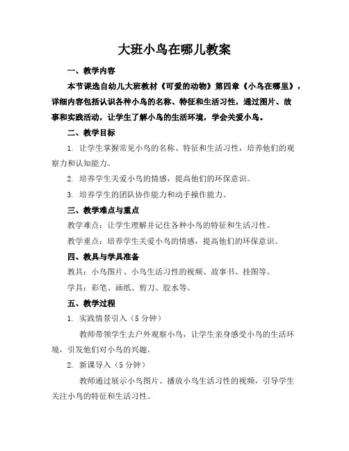 大班小鸟在哪儿教案