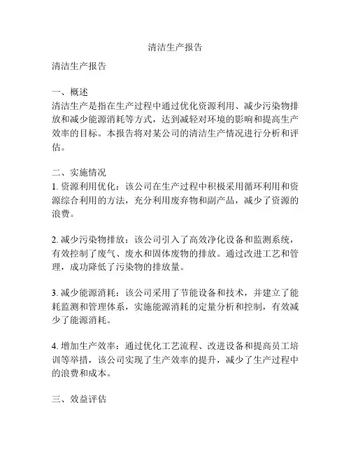 清洁生产报告